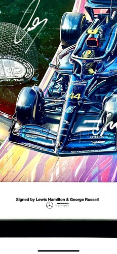 Poster social media Mercedes F1 firmato Lewis Hamilton George Russell Canada 2023 - Foto 4 di 4