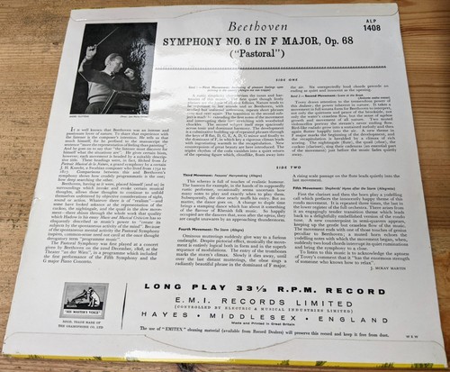 ALP 1408 12" 33RPM '57 BEETHOVEN, ANDRE CLUYTENS, BERLIN PO "SYMPHONY No6" EX/VG - Picture 2 of 9