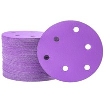 200PCS 6-inch Premium Ceramic Grain Sanding Disc 6-Hole Sandpaper Hook&Loop P60