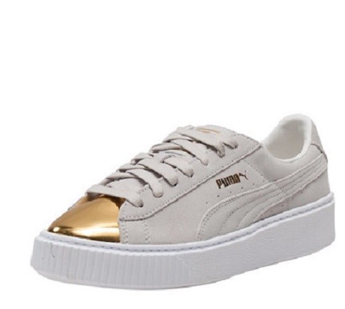 puma suede platform white gold