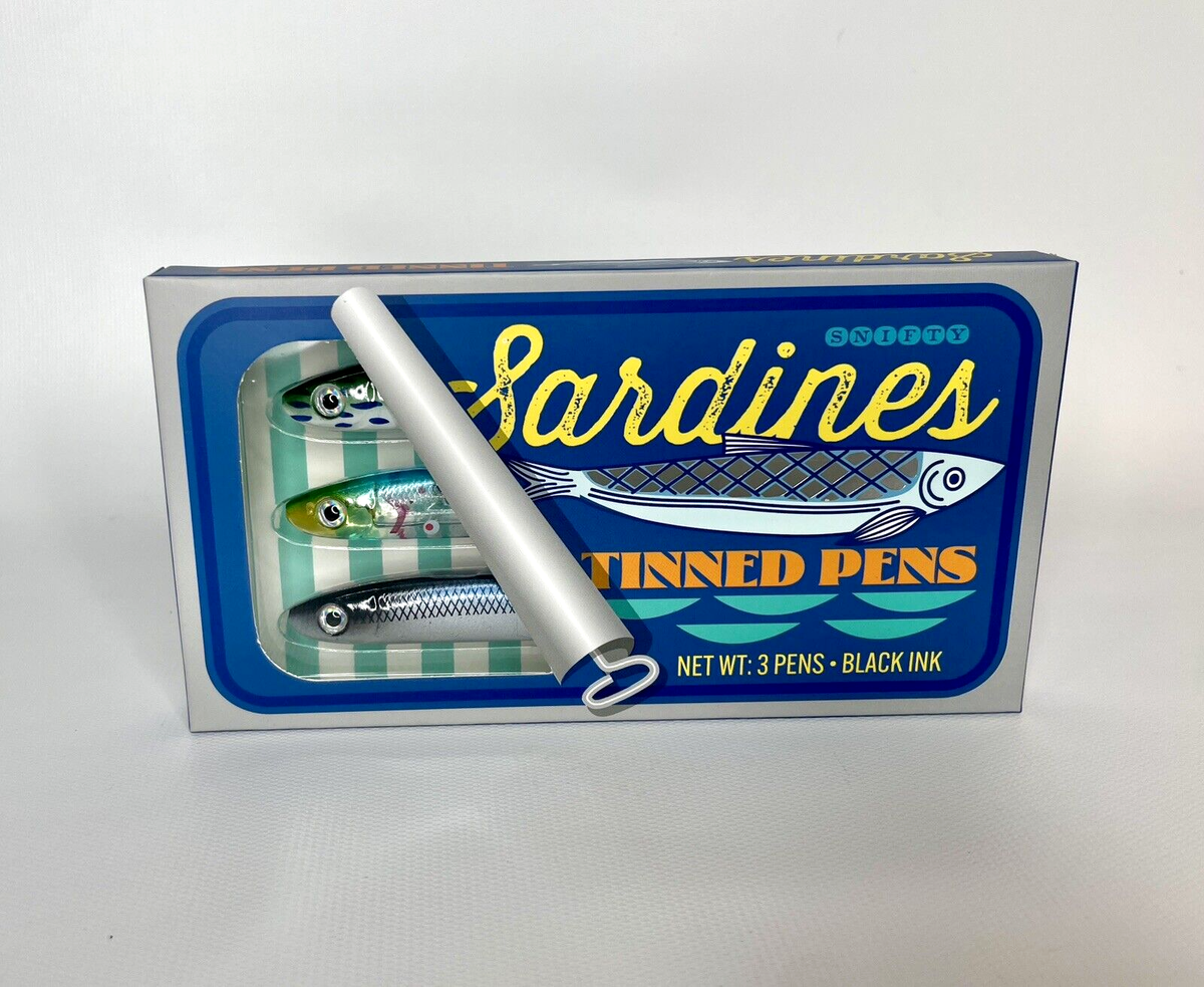 Les Queues de Sardines イカリタイツ M／L　手書き Snifty Sardines Tinned Fish Pens Three (3) Ocean Office Gag