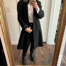 vintage black wool winter overcoat made in USA size 10 petite