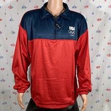 London Olympics-1/4 Zip Red-Blue Light-Weight Jacket - Made In USA -2XL