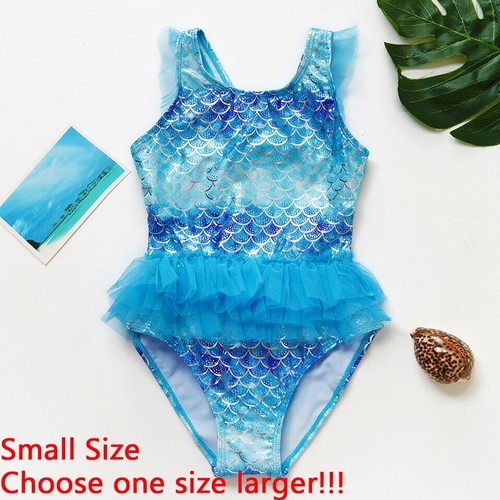 2-16years Girls Swimsuit One Piece Swimsuit Fashion Rainbow Mermaid Swimwear - Picture 12 of 45