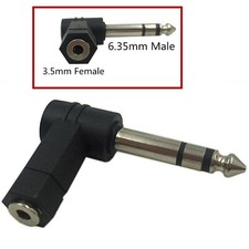 Right Angle 6.35mm Male to 3.5mm 1/8 Female Stereo TRS Adapter Headphone Audio