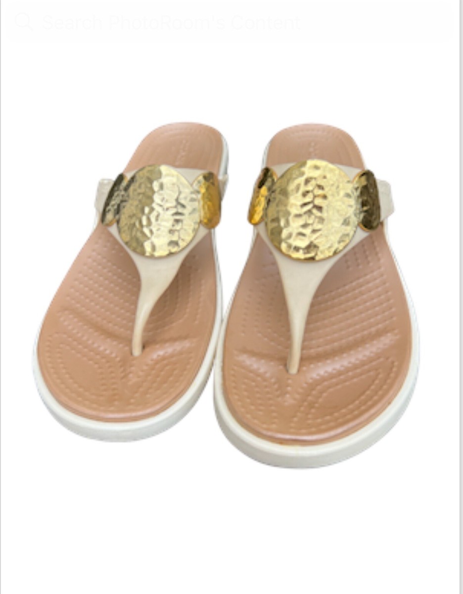 Crocs Sanrah Hammered Circle Wedge Flip thong Sandal Womens  display picture 2
