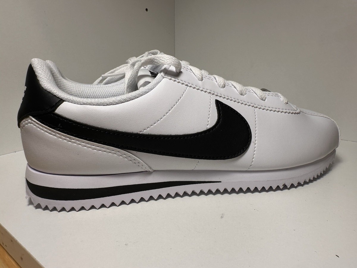 Nike Cortez Leather 'Panda Black' White Sneakers, Size 6Y / 7.5W