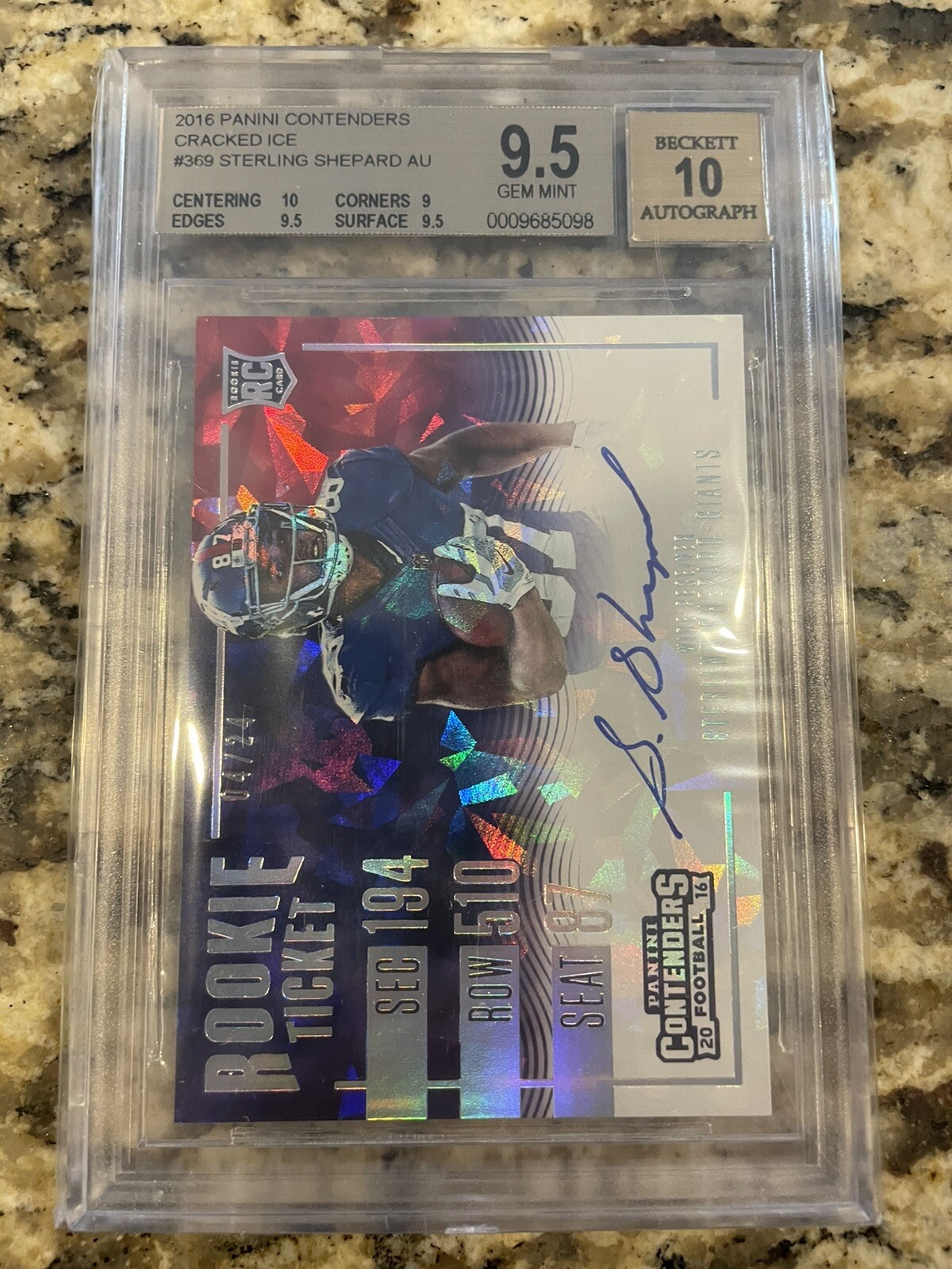 Sterling Shepard Panini Contenders #329 Autograph-Cracked Ice Ticket