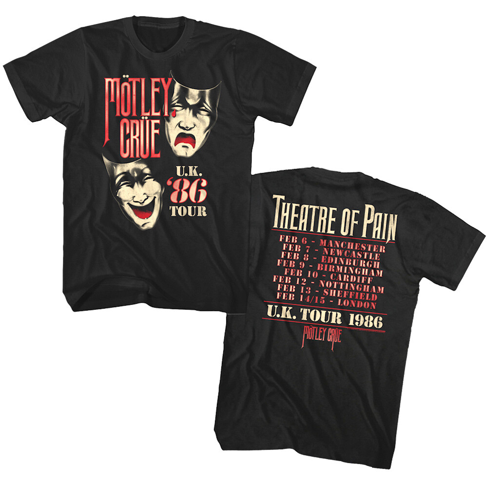 Motley Crue Theatre of Pain UK Tour 1986 Men's T Shirt Heavy Metal