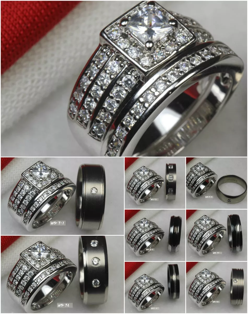 Husband and wife wedding ring sets cheap