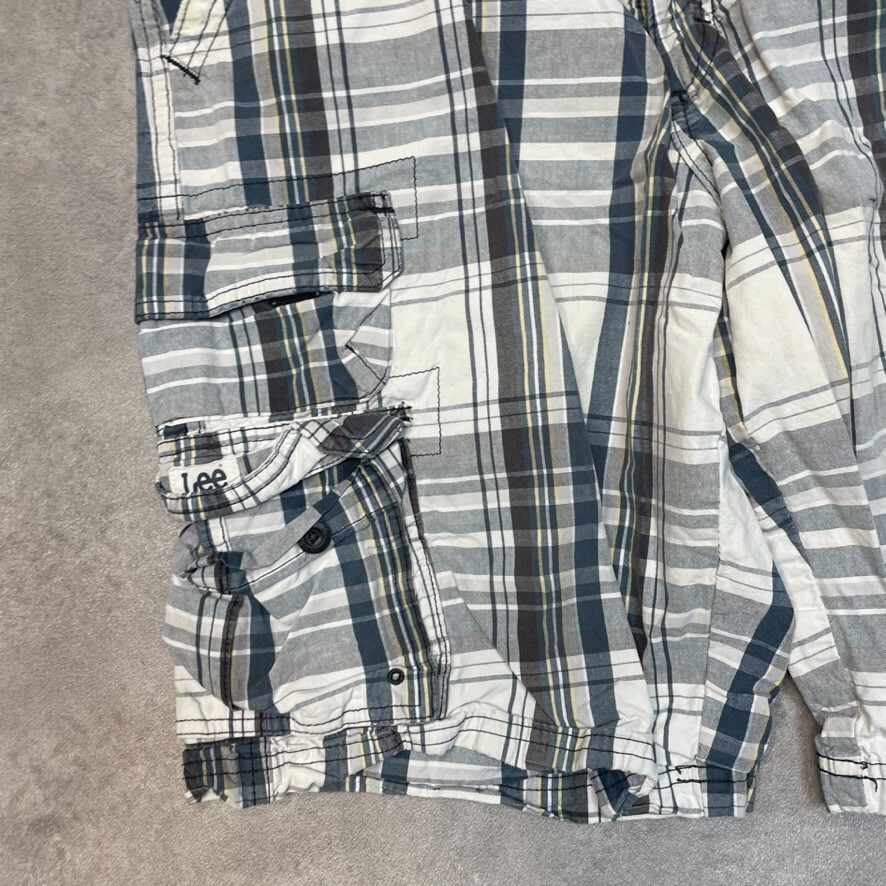 Lee Cargo Shorts Mens Baggy Checkered Vintage Summer Hiking Pant, Navy, 32" image 4