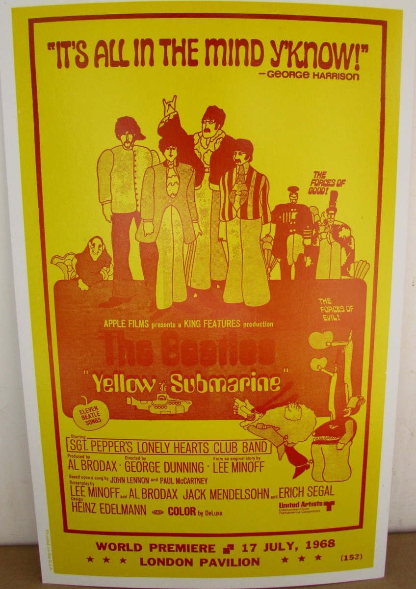 Vintage Beatles Yellow Submarine Movie Poster London 1968 | eBay