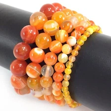 Handmade Natural Orange Stripe Agate Stretch Bracelet Beaded 4mm 6mm 8mm 10mm 12