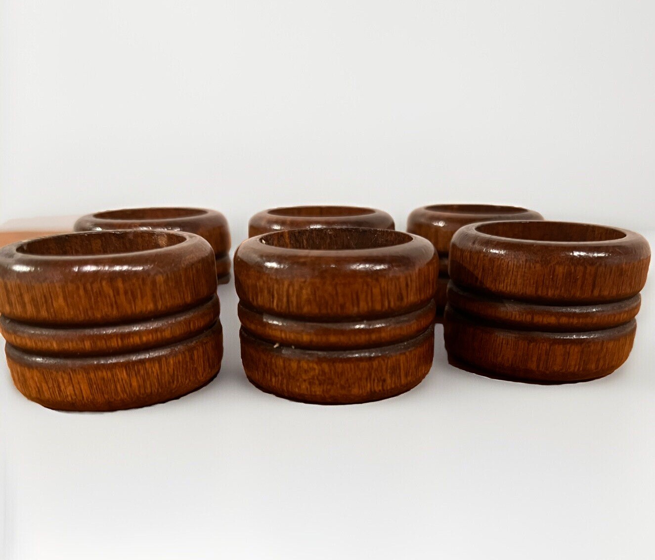 Vintage Wooden Napkin Rings Set of 6