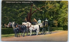 Postcard - Colonial Coach and Four - Williamsburg, Virginia
