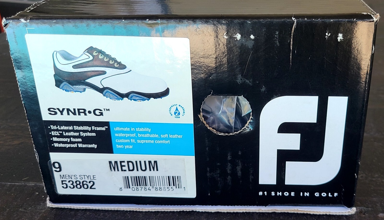 NWB Footjoy SYNRG Mens Golf Shoes 53862 White/Brown 9 Medium eBay