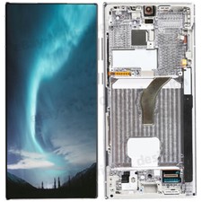 Small OLED LCD For Samsung Galaxy S22 Ultra 5G S908U/U1 Touch Screen White Frame