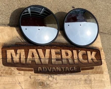 Pair of Univ Stainless Car Truck 8.5” Round Mirrors, w/L-Bracket Center Mounting