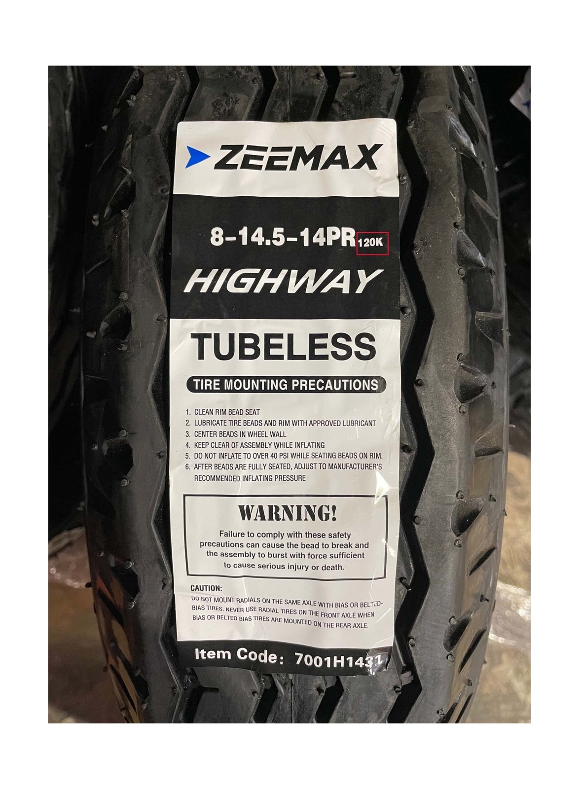 Heavy Duty True Highway Trailer Tires 8-14.5 14 Ply Load Range G Speed Rating...