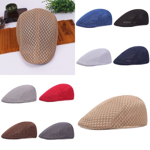 Hombres Sombrero de Malla Gorra Plana Golf Conducción Transpirable Exterior Taxista Newsboy Boina Sombreros - Imagen 6 de 61