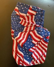 Lot of 2 Reusable Double Layer Reversible US American Flag Face Mask Covering