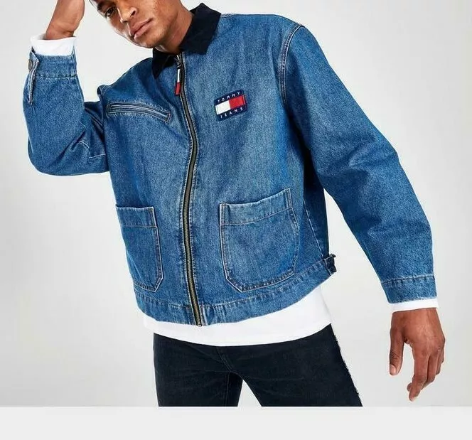 Denim utility top jacket mens