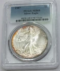 1987 American Eagle 1 oz Silver Dollar PCGS MS 68 Certified Toning Toned C487