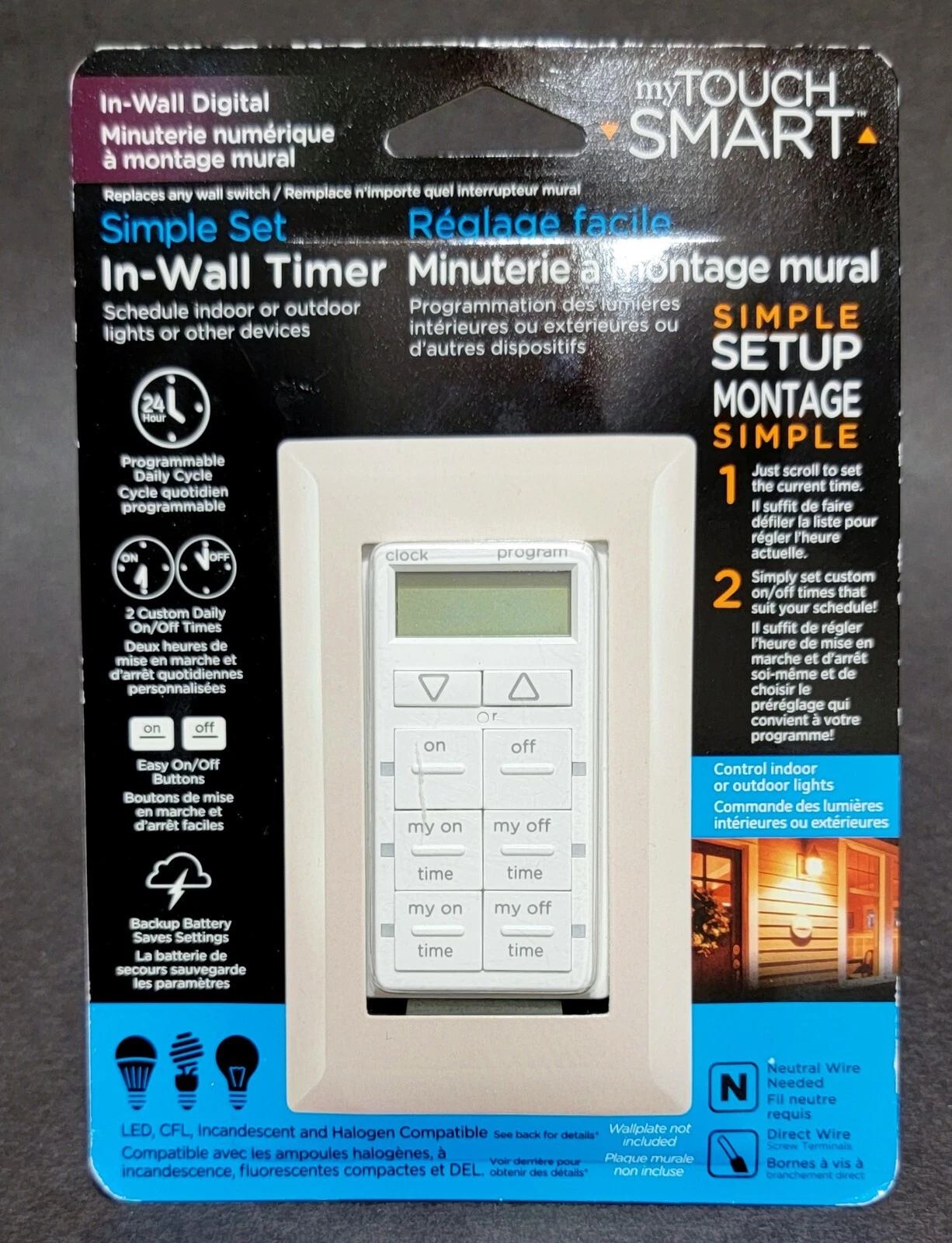MyTouch Smart Simple Set In-Wall Digital Timer 39095 Jasco