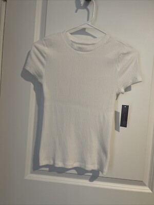 No Boundaries Size 1 White Ribbed Cap Sleeve Tee Skater Surfer