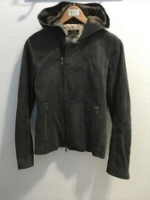 Diesel Black Gold Womens Suede Biker Jacket Charcoal Sz S