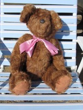 VINTAGE REAL FUR TEDDY BEAR OOAK ARTIST MINK FOX SABLE LEATHER PAW PADS COAT 24"