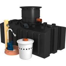 Regenwassertank 2000 Liter Flachtank Komplett-Set Erdtank Zisterne Wassertank