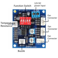 DC 12V PWM PC CPU Fan Temperature Control Speed Controller Board 5 4.3cm BS