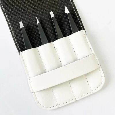 Aether® 4-Pack Professional Tweezers Set Eyebrow Hair Pluckers + Case