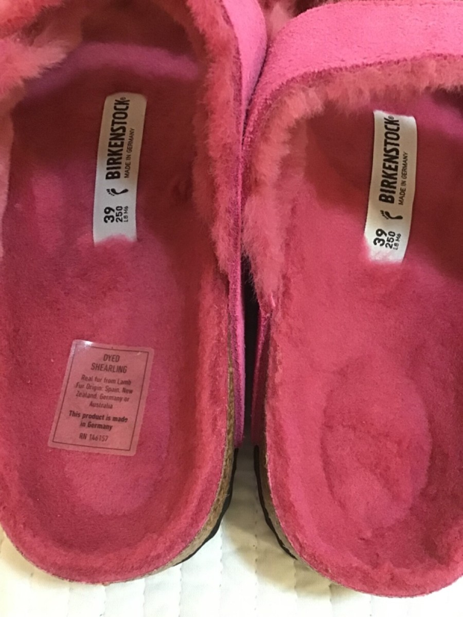 BIRKENSTOCK ARIZONA SHEARLING FUCHSIA TULIP PINK SUEDE 39 Ladies 8