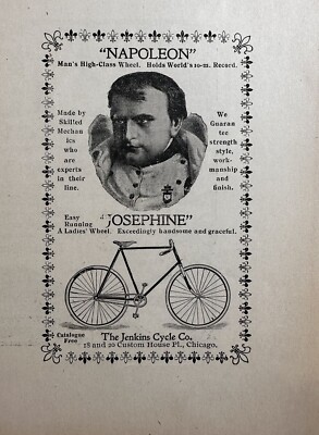 1896 The Jenkins Cycle Co. Bicycles Print Ad, Napoleon, Josephine Ladies Bikes