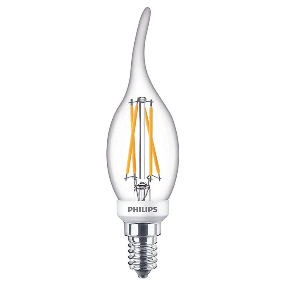 Philips LED Filament Tipped Candle 5W 40W E14 SES Warm White 2700K Dimmable 2x - Image 2 of 4