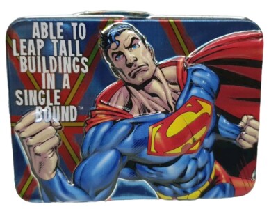 Superman Candy Mini Metal Tin 2006 DC Comics 3d Hotshots Leap Buildings Stickers