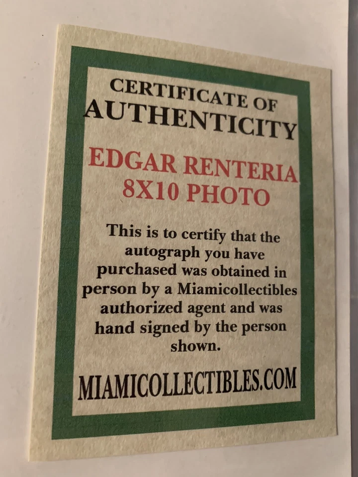 Foto de béisbol autografiada por Edgar Rentería Red Sox con certificado de autenticidad Foto 3 de 3