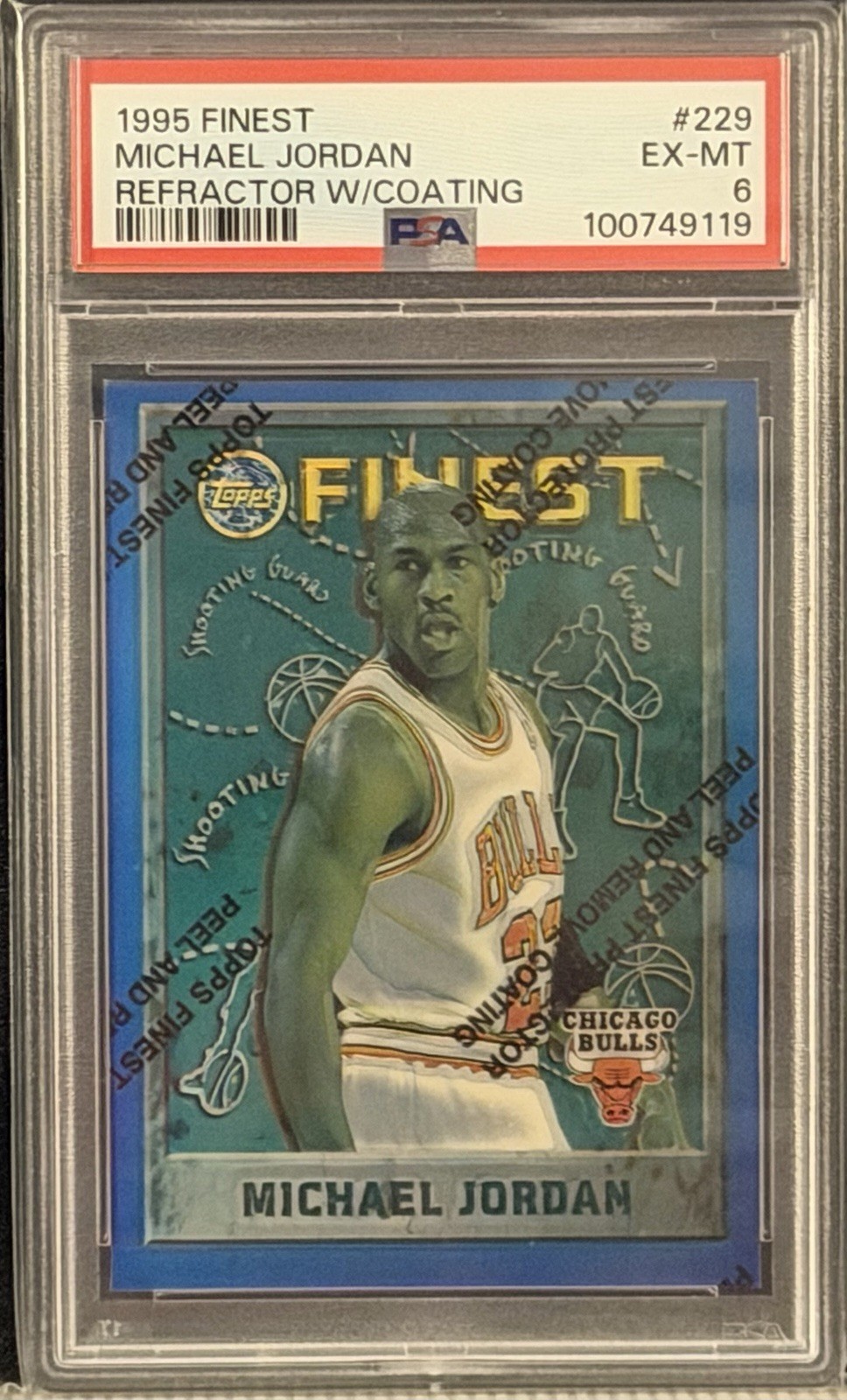 1995 Topps Finest Michael Jordan #229 Refractor With Coating PSA 6