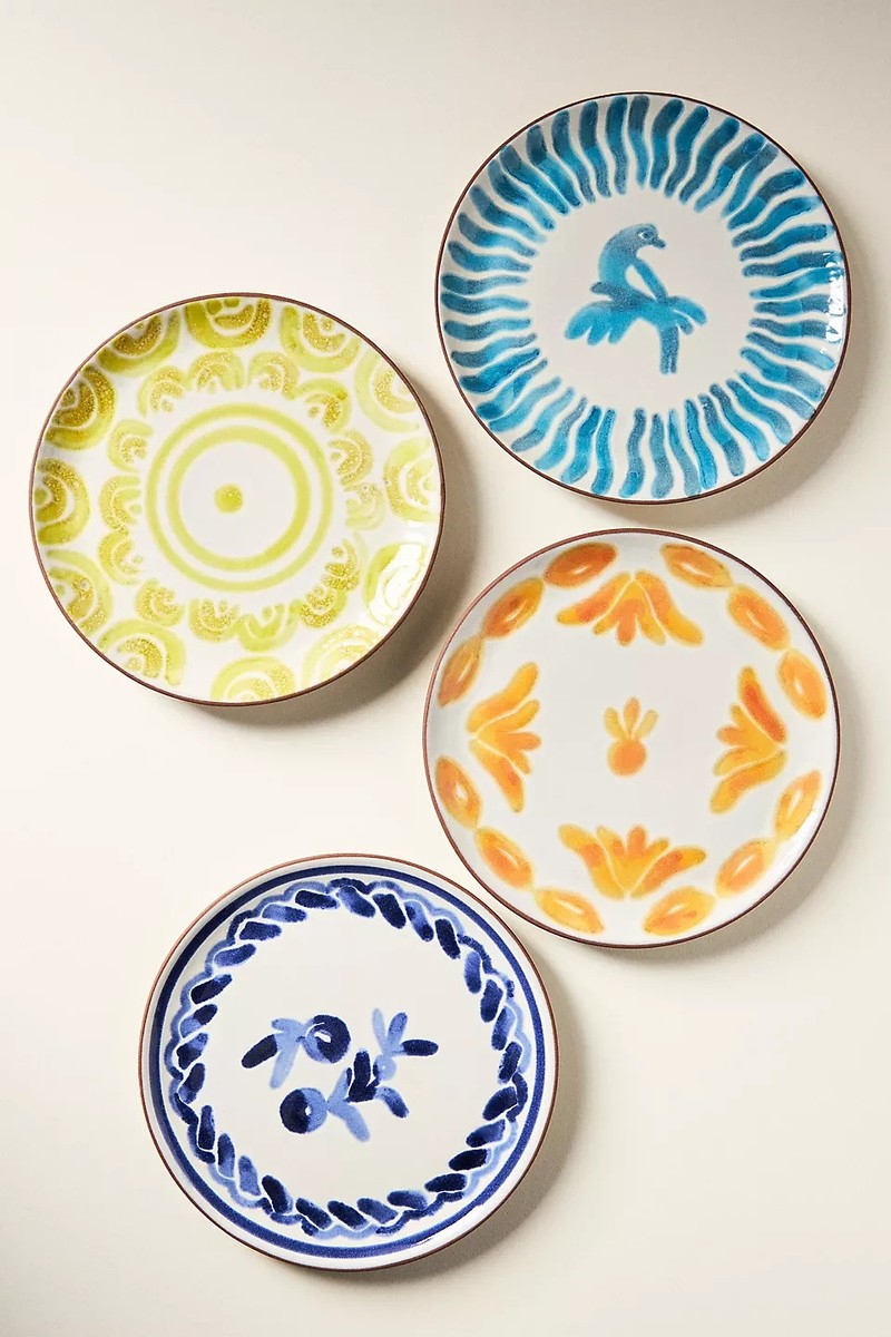 Anthropologie お皿セット The Bistro Tile Stoneware Side Plates, Set of 4 | AnthroHome