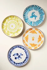 Anthropologie The Mediterranean Dish Glazed Terracotta Mezze Plates Set Of 4 New