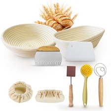 Homiely Bread Proofing Basket Set of 2, 9"10"  Full Sourdough Starter Tool Set