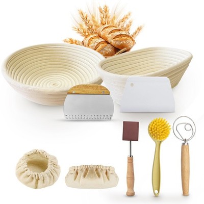 Homiely Brot Gärkorb 2er Set, 9''10'' Voll Sauerteig Starter Werkzeug Set