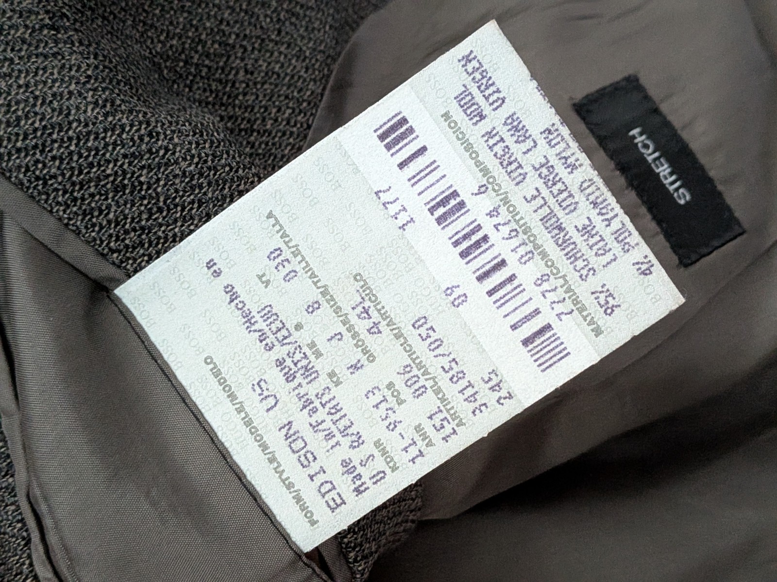 Boss Hugo Boss Blazer Jacket Coat 44L Vintage USA Wool Gray Brown Herringbone thumbnail 12