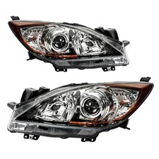 Headlight Assembly,Chrome Headlights Compatible with 2010-2013 Chrome-Amber