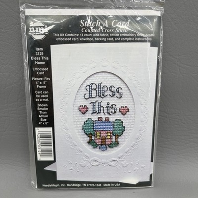 Counted Cross Stitch Kit 3129 Bless This Home Stitch A Card 4x5 Frame House