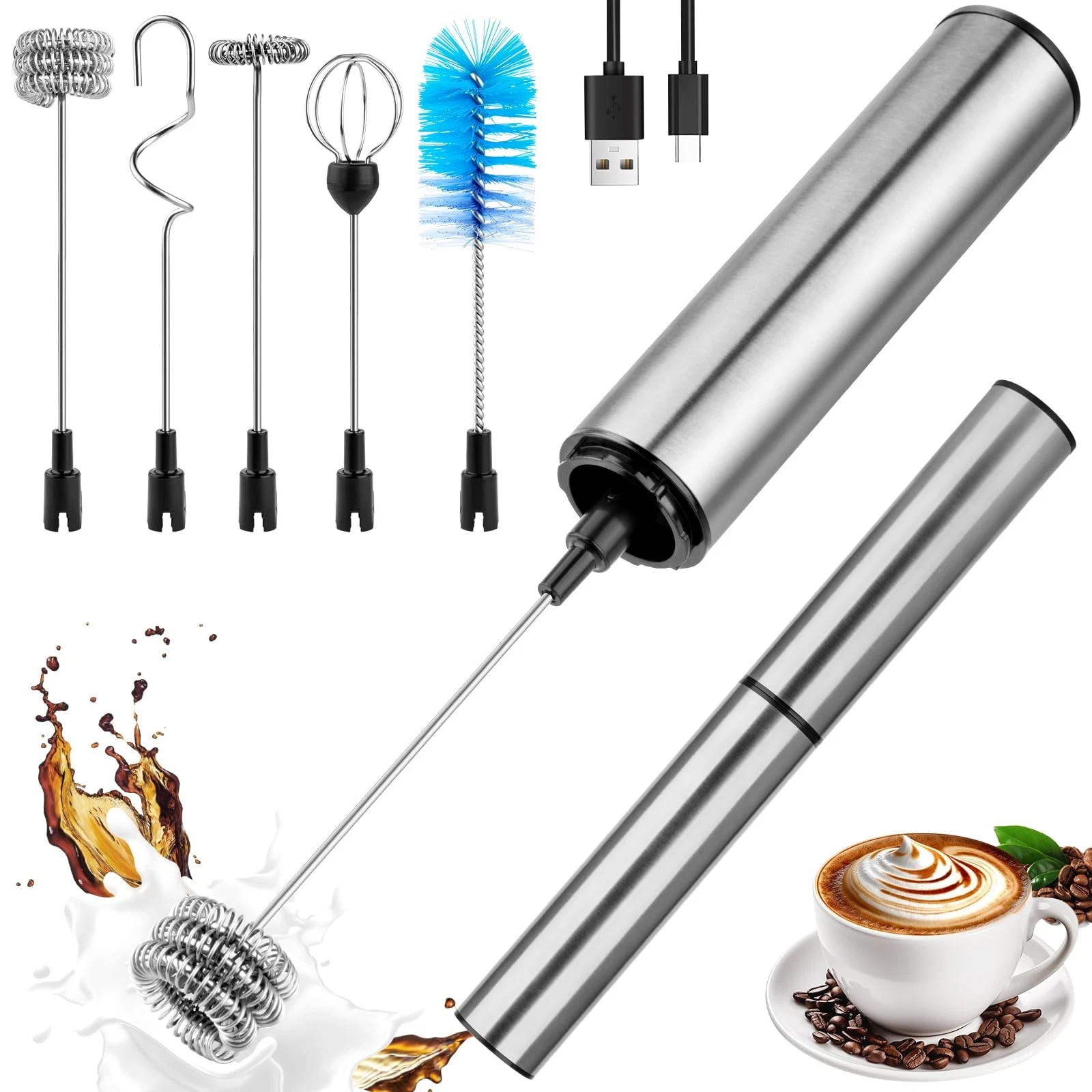 Milk Frother Wand for Coffee, Coffee Foamer Drink Mixer,Handheld Frother Rech...