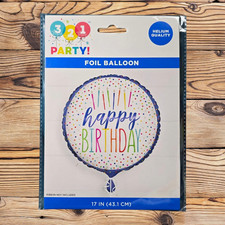 321 Party Happy Birthday Round Foil Balloon 17 in Helium Quality 50776