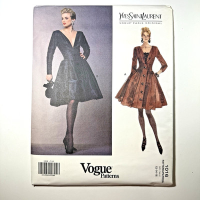 NEW Vtg Vogue Paris Original Dress 1016 Pattern Sz 12 14 16 Yves Saint Laurent